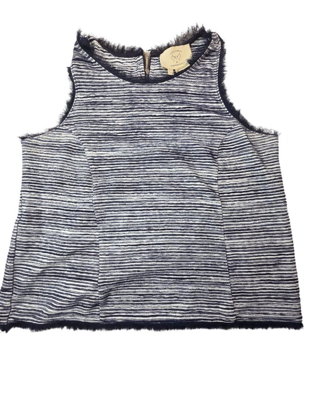 Vanessa Virginia Anthropologie Striped Fringe Hem Tank Top Small